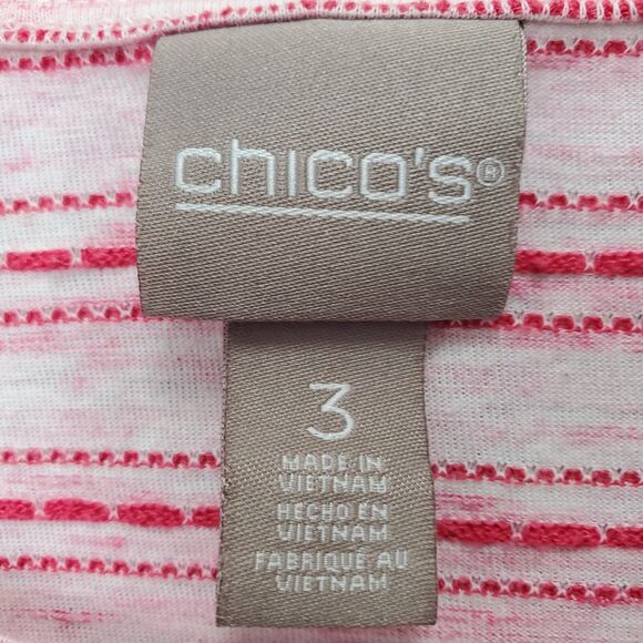 Chico's Cotton Blend Trio Spacedye Stripe Flutter-Sleeve Top Size 3 (XL) - Picture 3 of 7